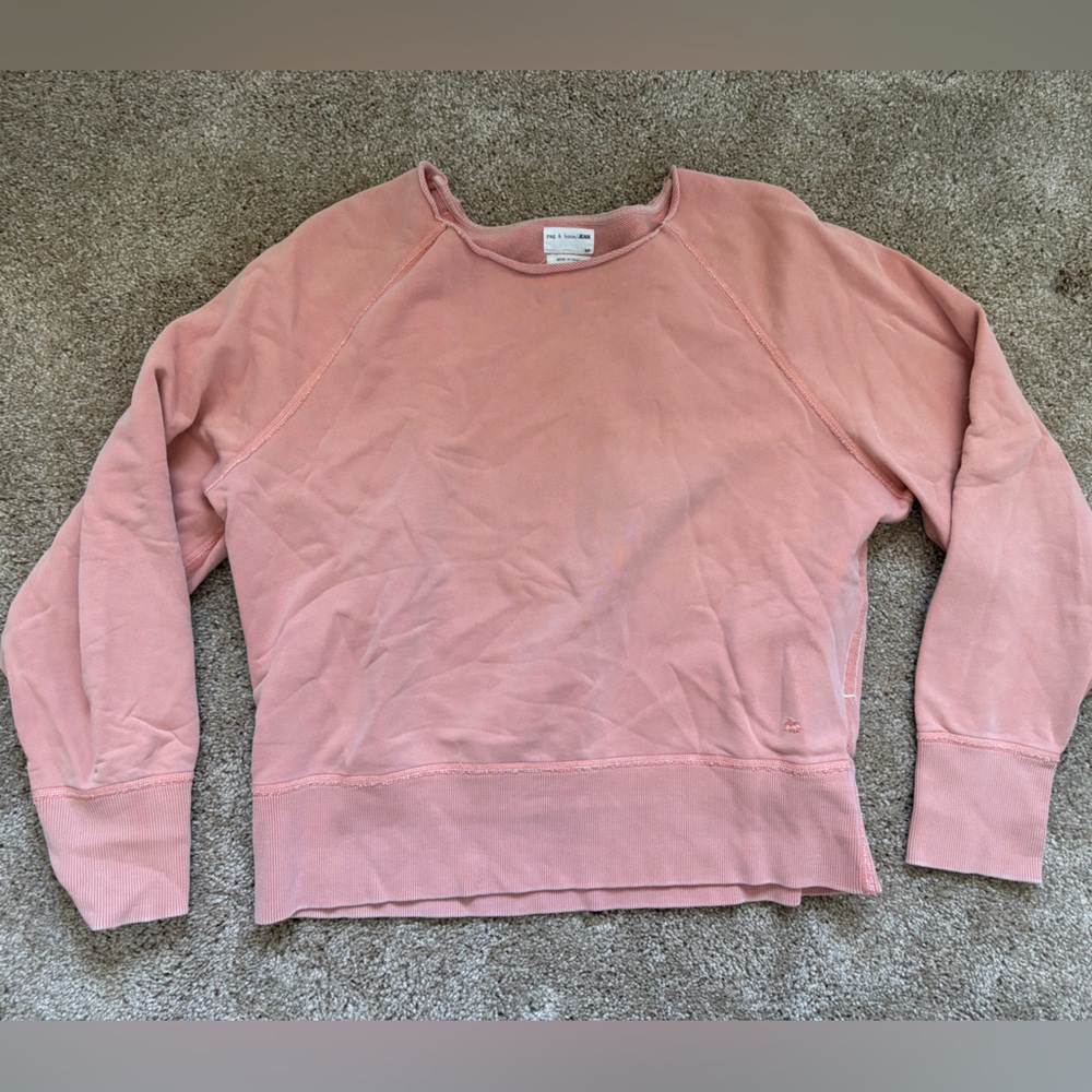 rag & bone women’s washed orange pullover sweatshirt, size S